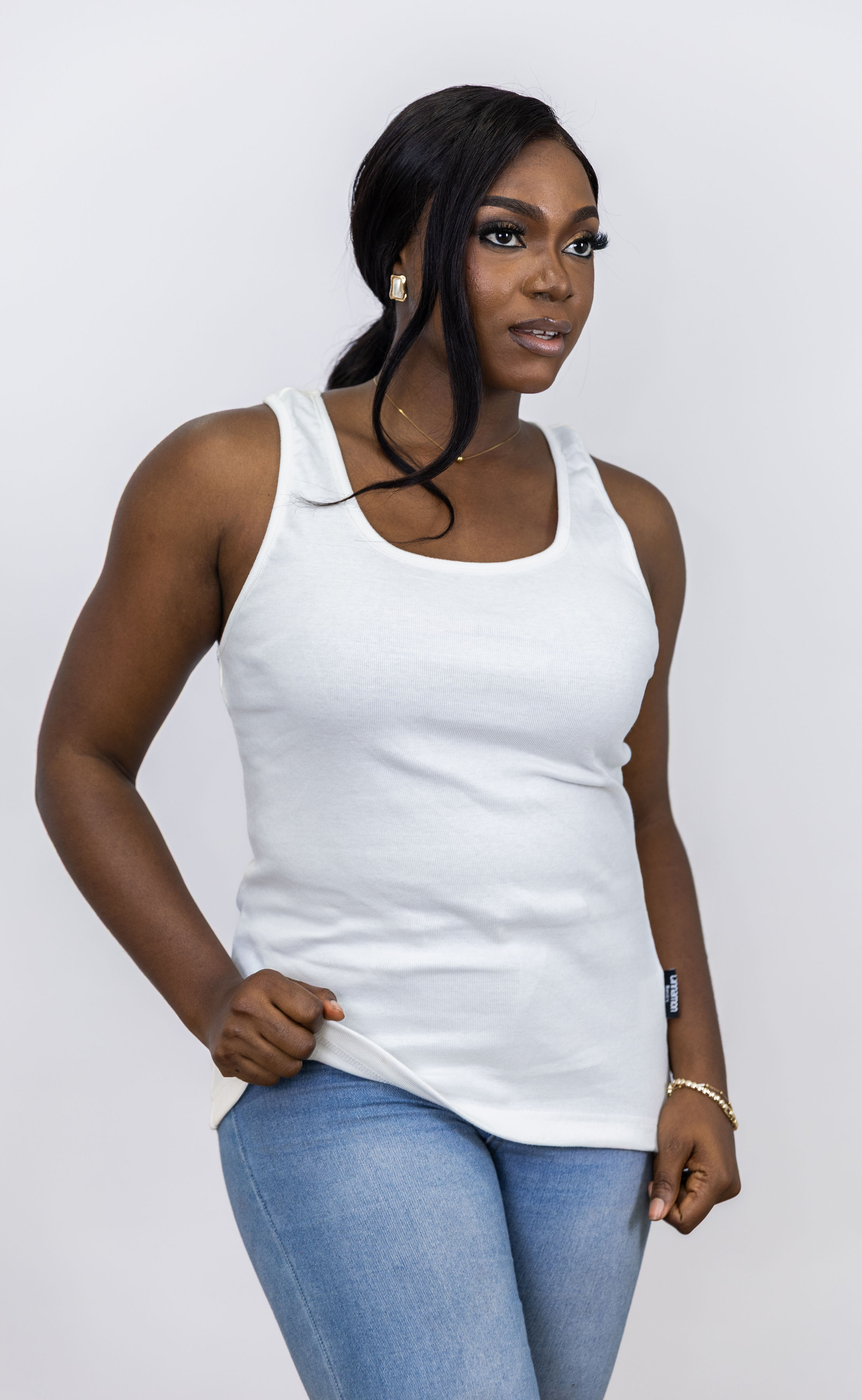 White Women Rib Tank Top