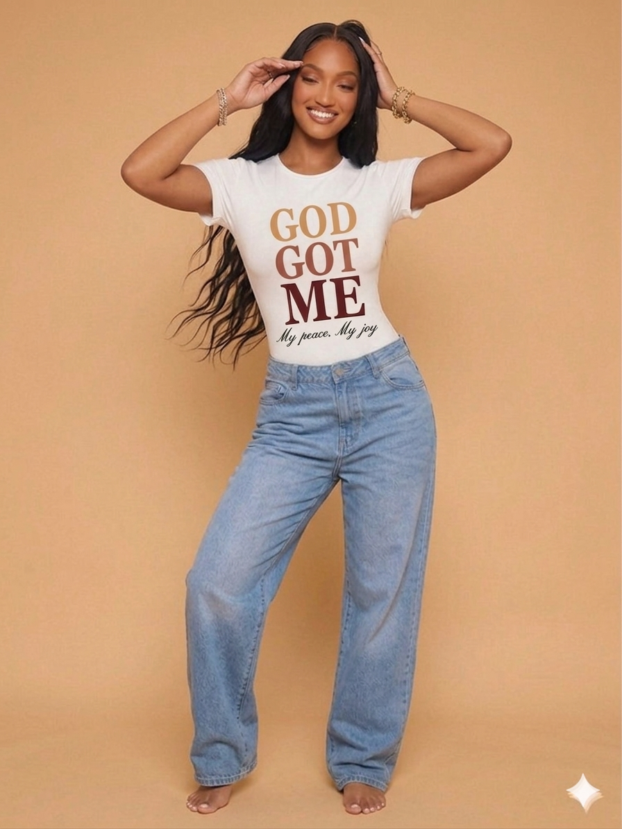 Women's printed t-shirt(God Got Me)