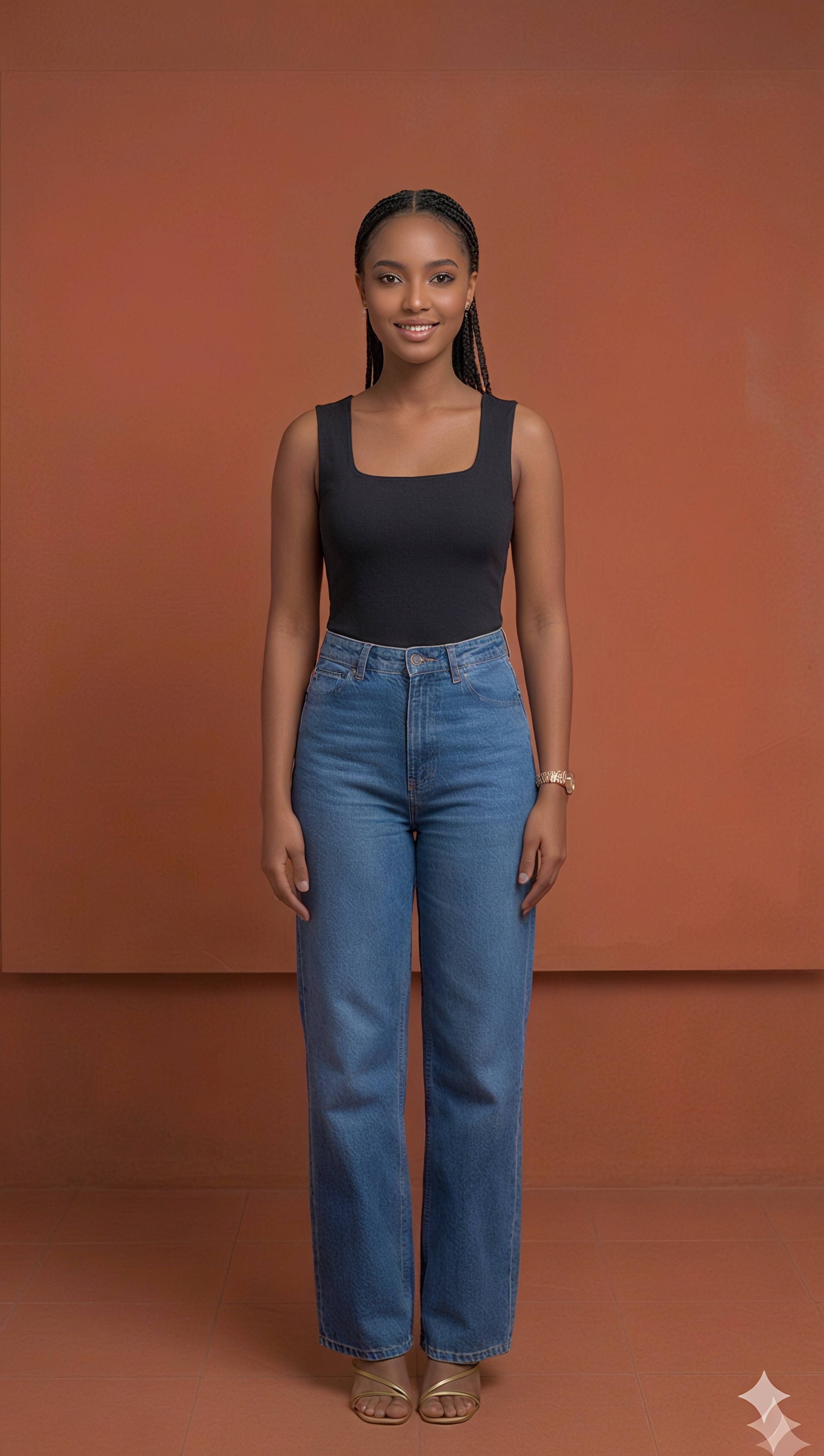 Spandex Square Neck Sleeveless Top (Black)