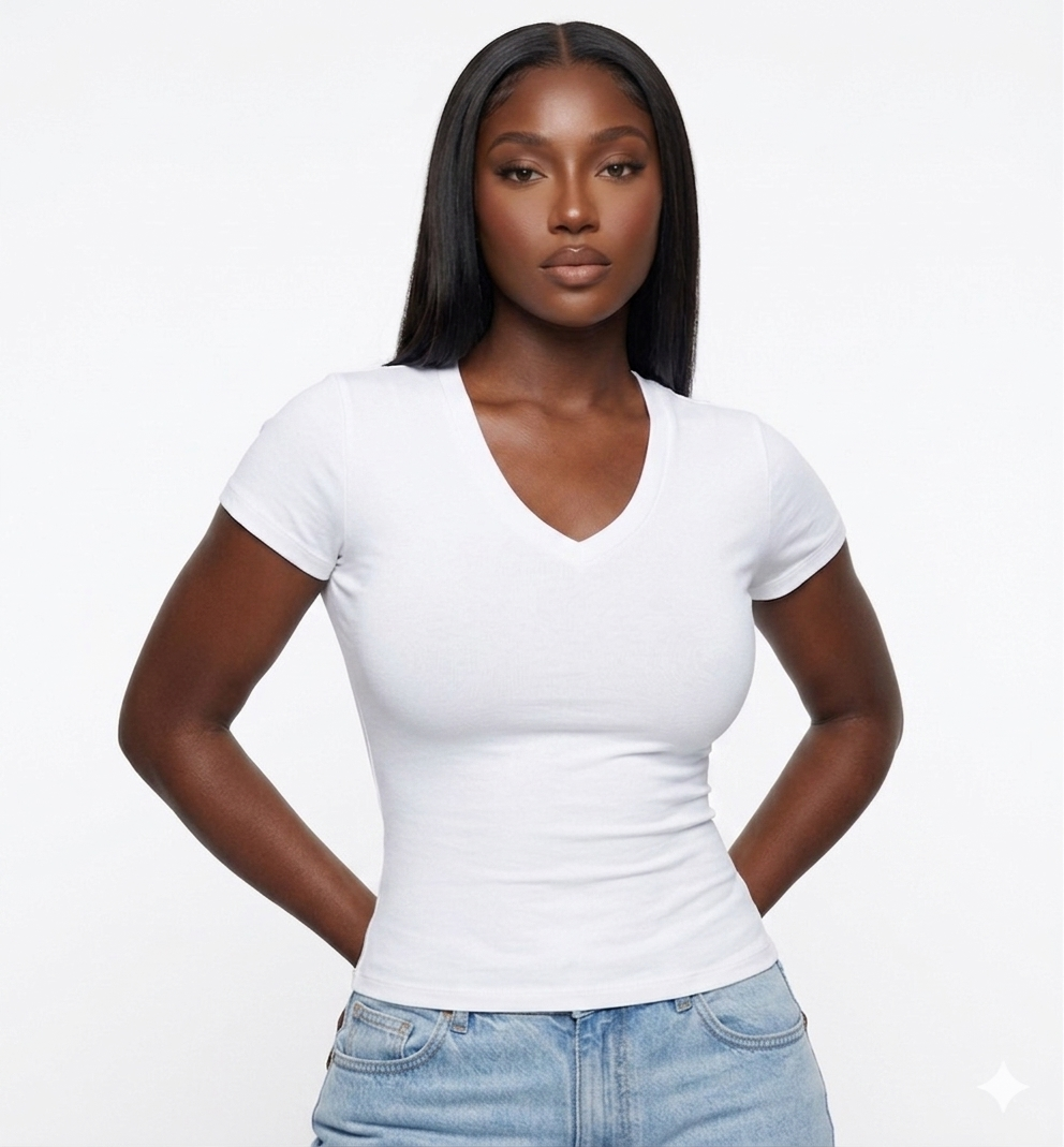 Premium V-Neck Top (White)