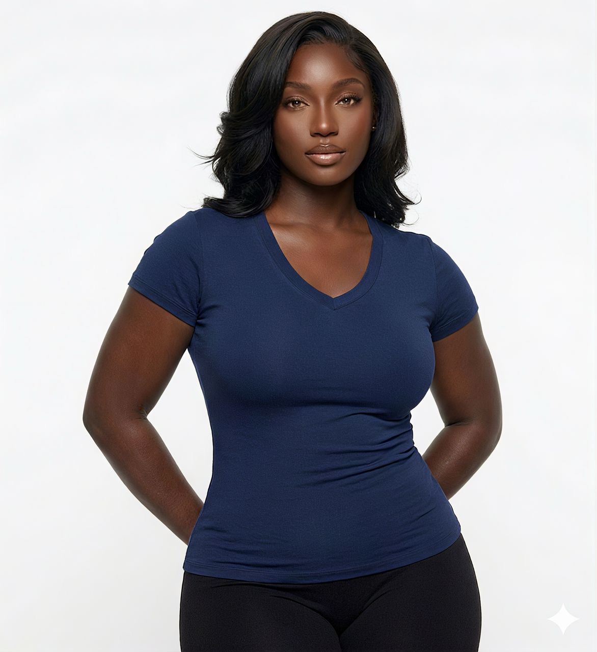 Premium V-Neck Top (Navy blue)