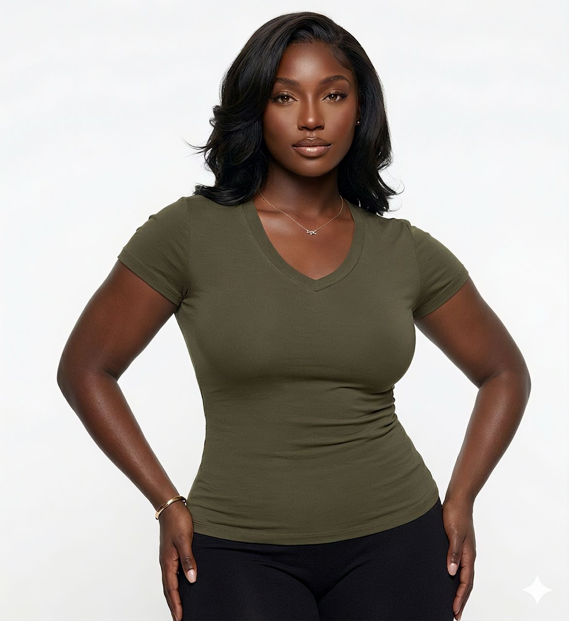 Premium V-Neck Top (Army Green)