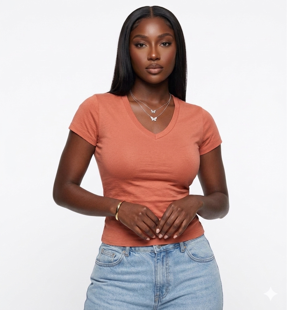 Premium V-Neck Top (Peach)