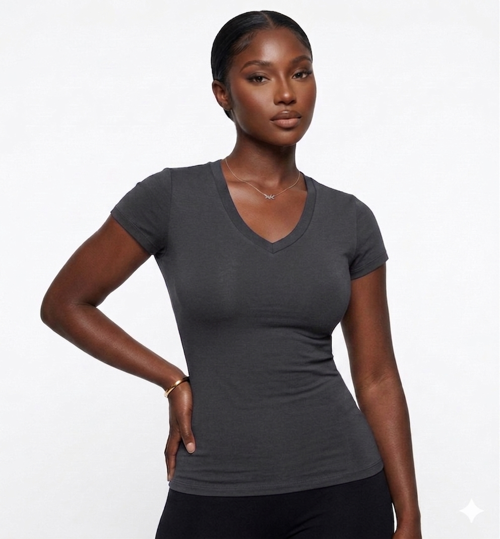 Premium V-Neck Top (Dark Grey)