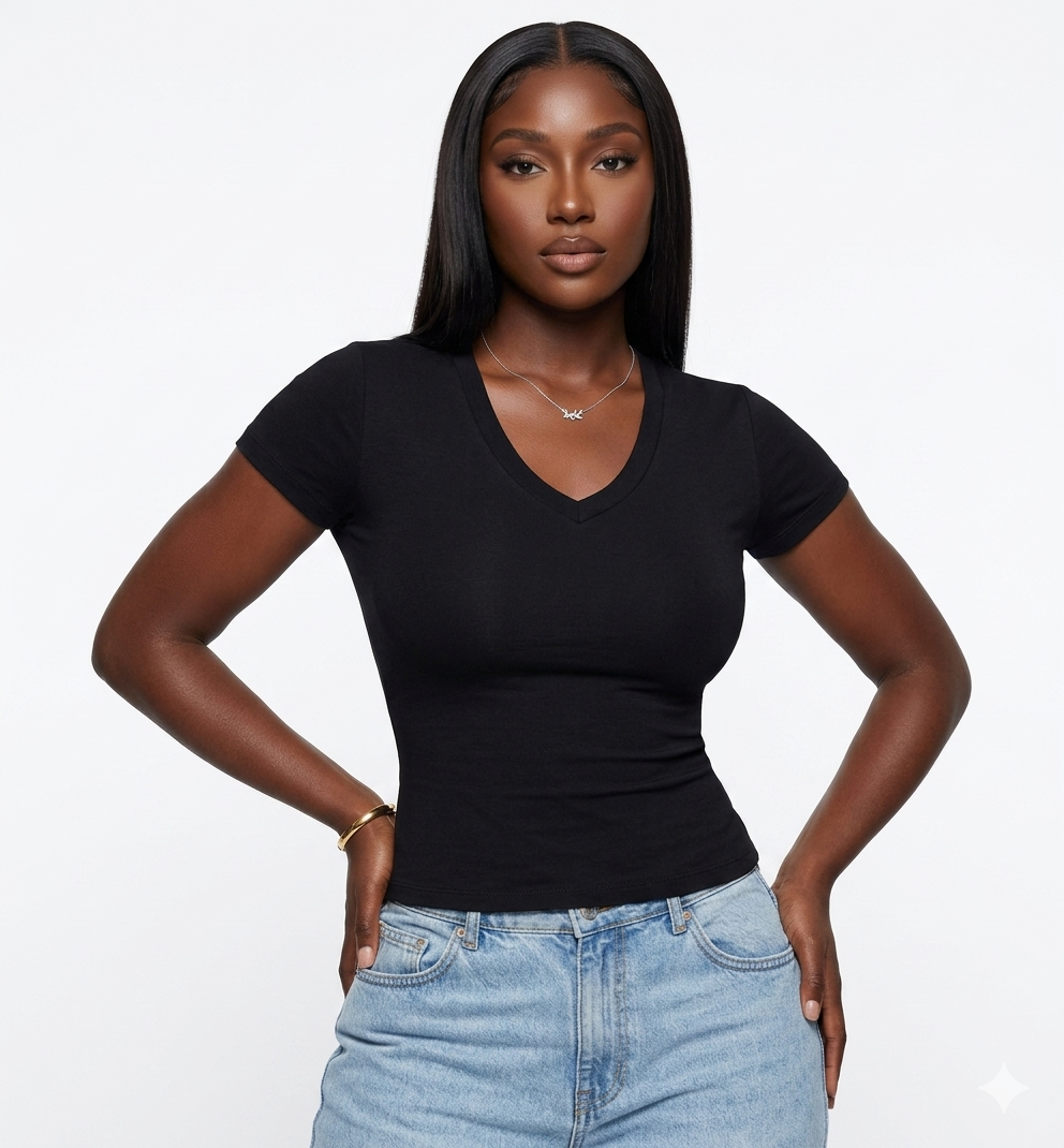 Premium V-Neck Top (Black)